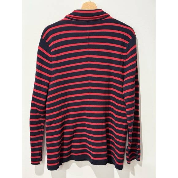 Talbots Blazer Womens XLP Red Blue Striped Knit Double Breasted Career Preppy - Picture 2 of 9